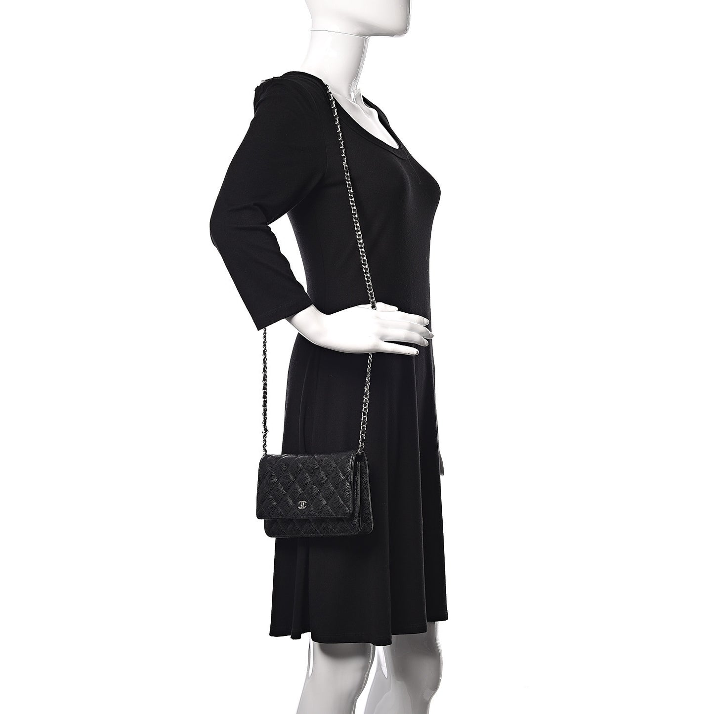 Caviar Quilted Wallet On Chain WOC Black