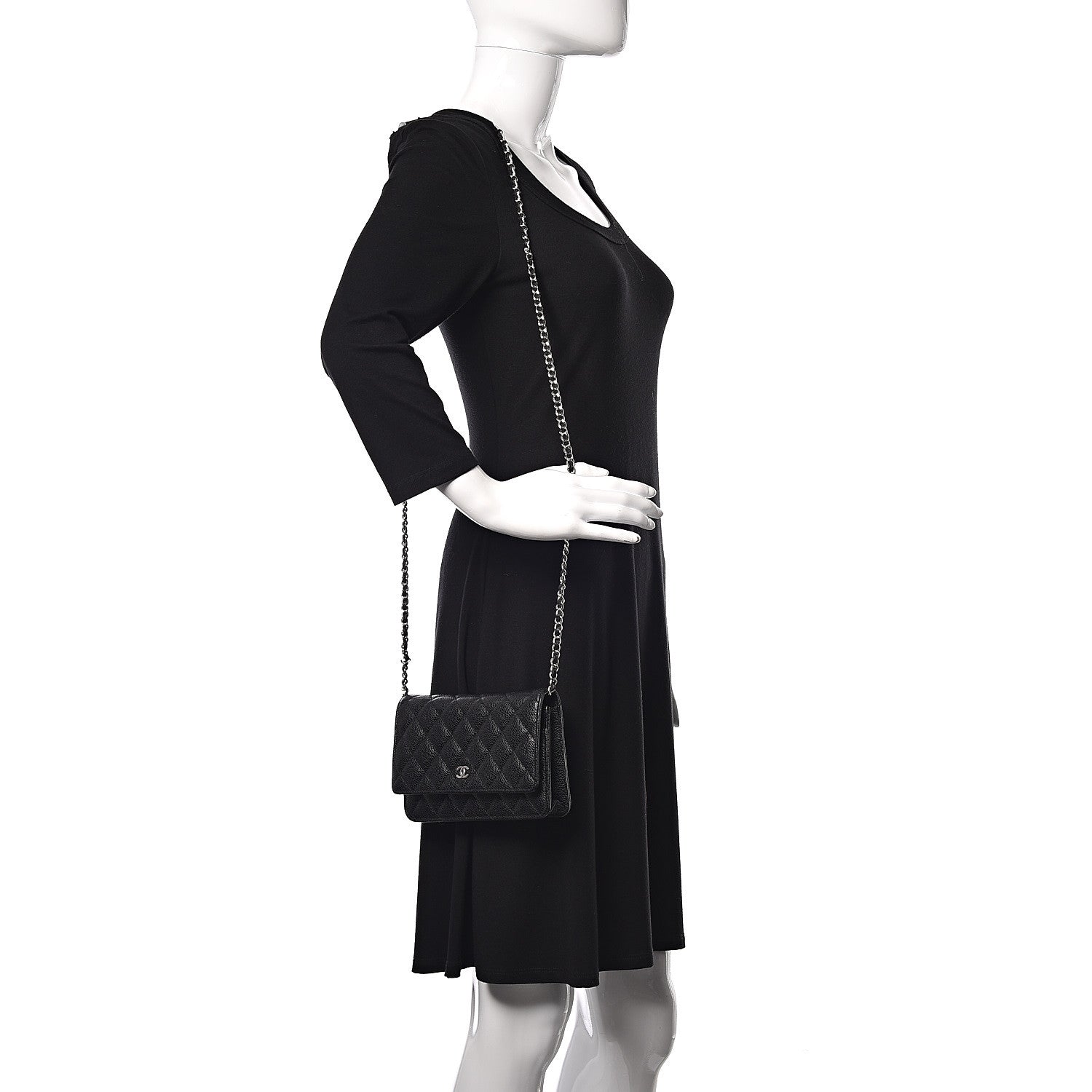 Chanel Caviar Quilted Wallet On Chain WOC Black 2 of 12