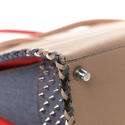 Christian Louboutin Calfskin Mexinodo Beaded Studded Triple Gusset Large Paloma Beige Blue 12 of 26