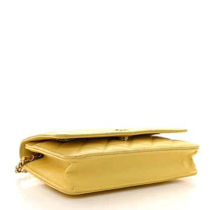 Chanel Caviar Quilted Wallet on Chain WOC Yellow 4 of 13