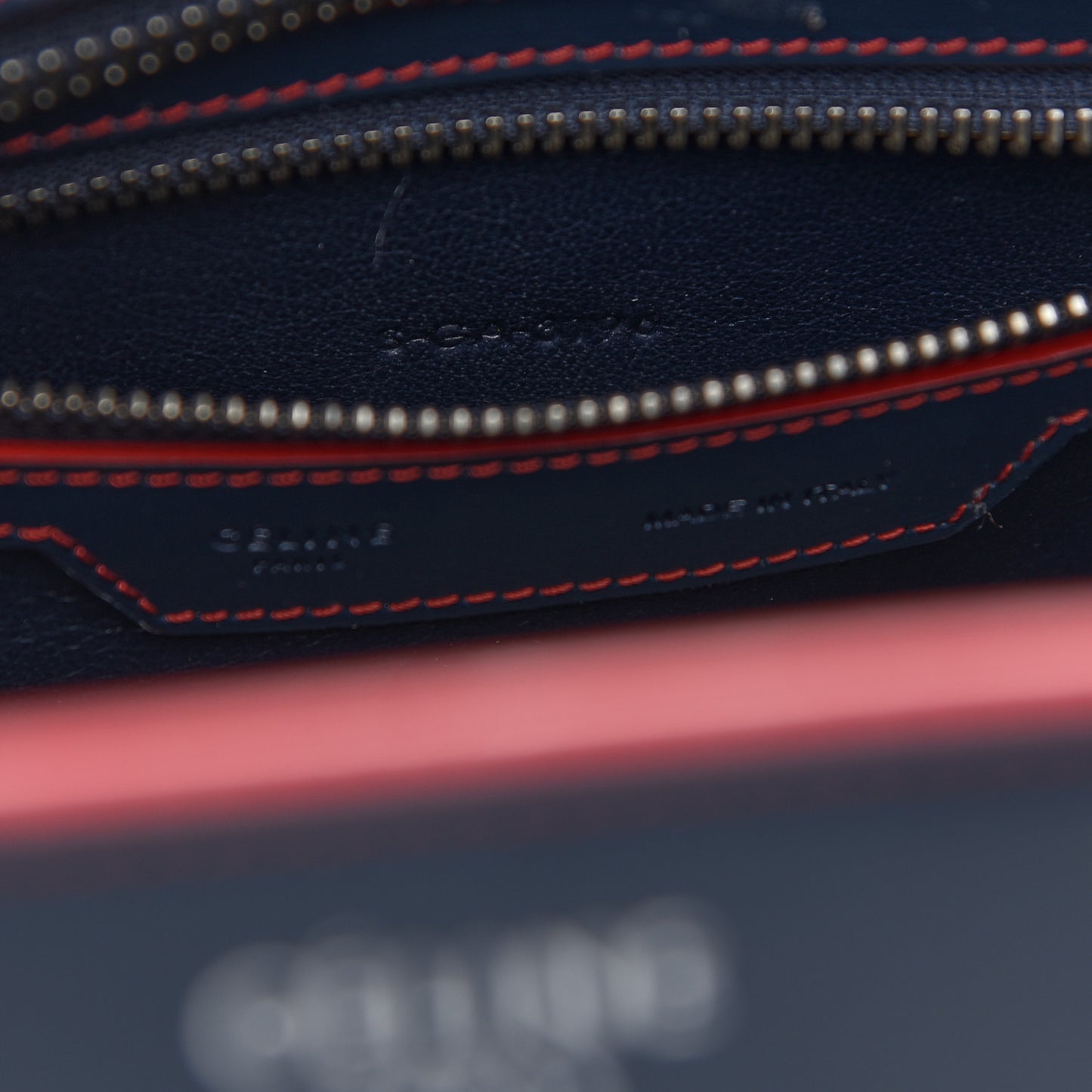 Satin Debossed Calfskin Micro Luggage Navy Blue