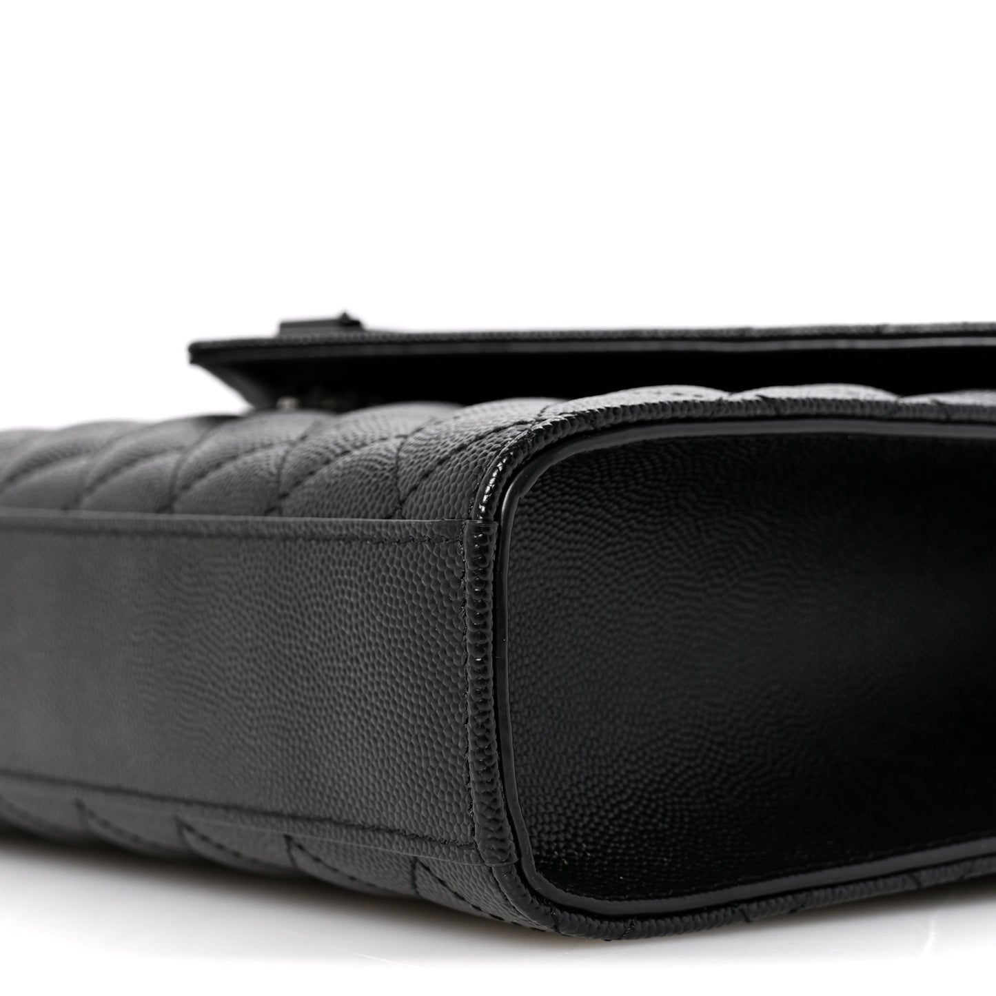 Grain De Poudre Textured Mixed Matelasse Triquilt Medium Monogram Monochrome Satchel Black