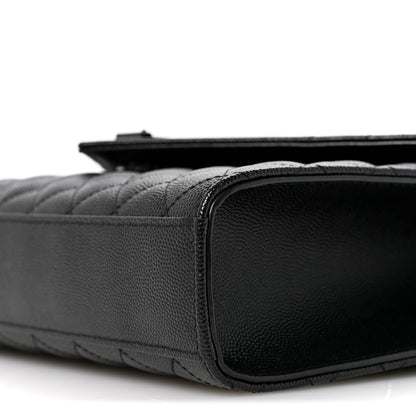 Saint Laurent Grain De Poudre Textured Mixed Matelasse Triquilt Medium Monogram Monochrome Satchel Black 10 of 11