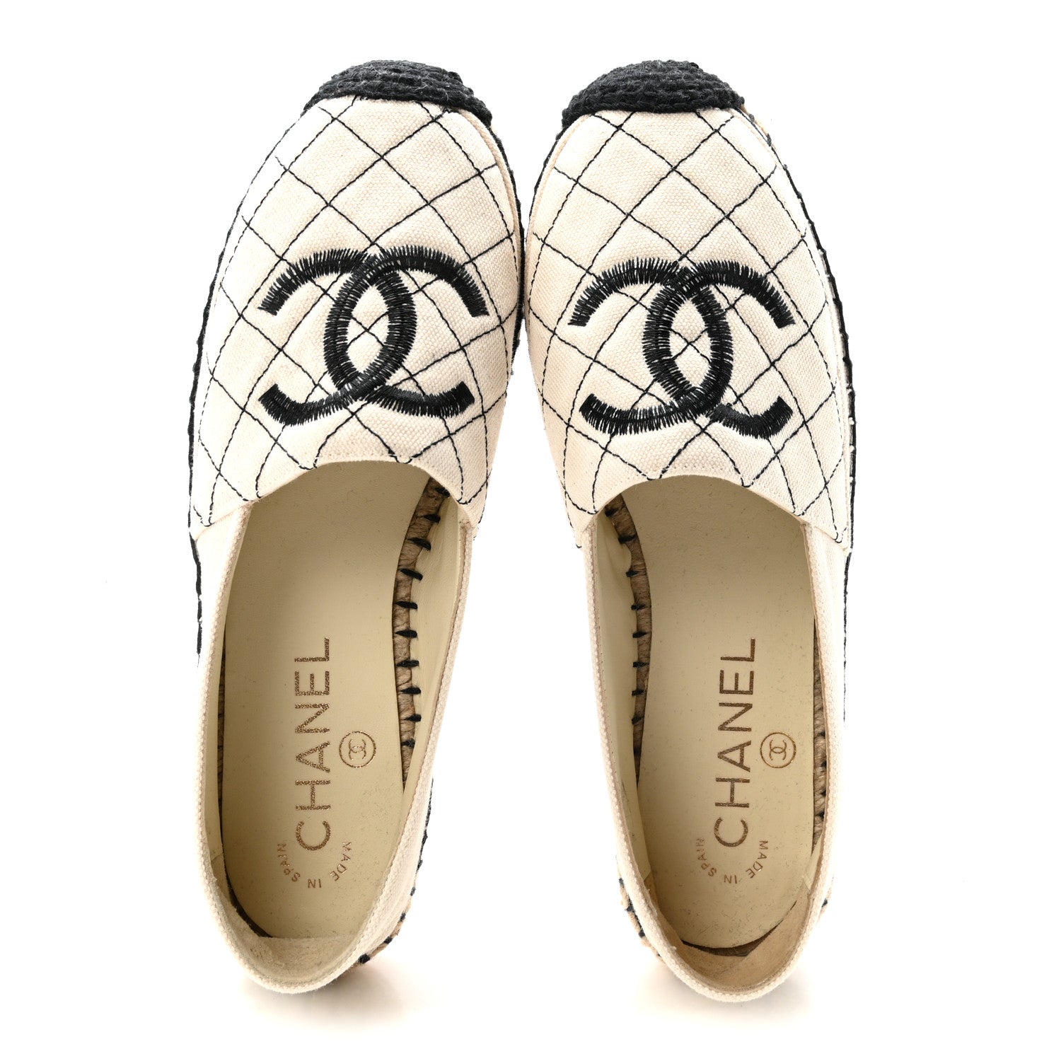 Chanel Fabric Biarritz CC Espadrilles 36 Beige Black 2 of 10