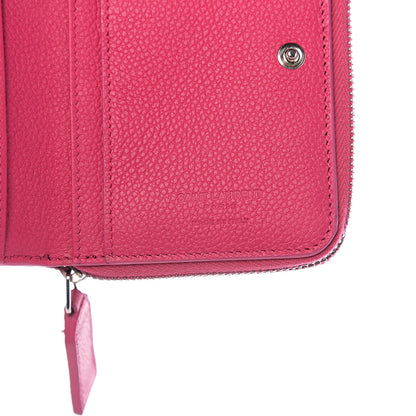 Saint Laurent Grained Calfskin Rive Gauche Compact Zip Around Wallet Fuchsia 5 of 6