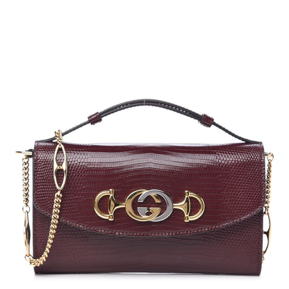 Gucci Lizard Mini Zumi Shoulder Bag Burgundy 1 of 10