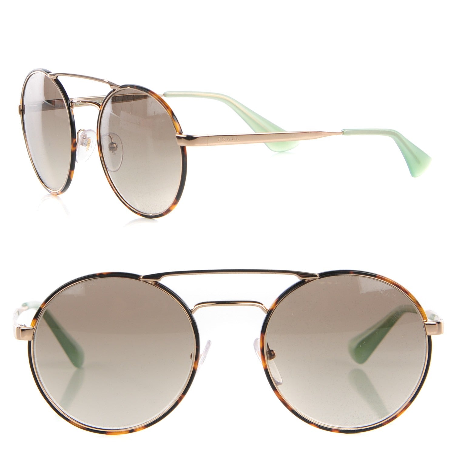 Prada Round Sunglasses SPR51S Tortoise Pale Gold 1 of 7