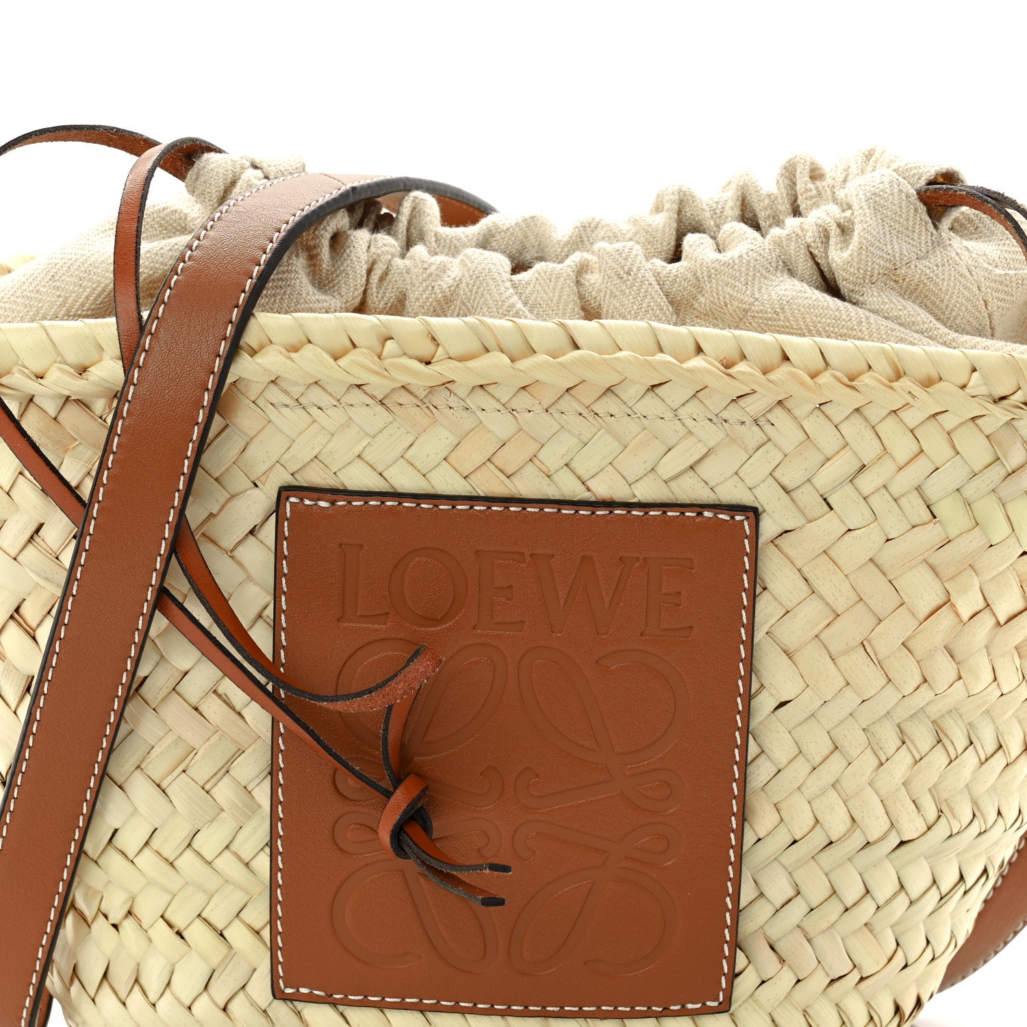 Loewe Raffia Drawstring Basket Tote Bag Natural Tan 7 of 10