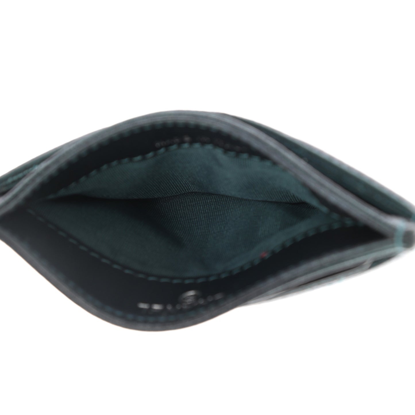 Iridescent Caviar Quilted Filigree Card Holder Dark Turquoise