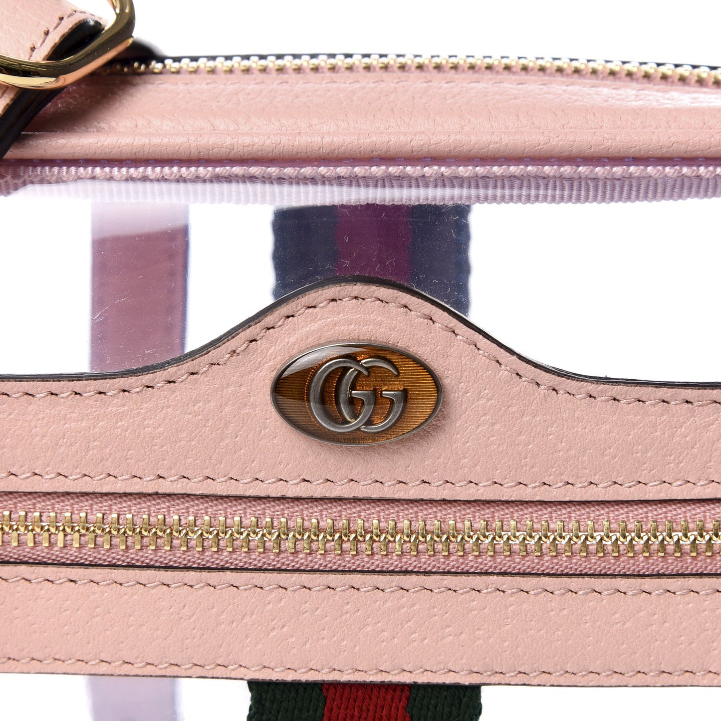 Vinyl Web Mini Ophidia Transparent Shoulder Bag Perfect Pink