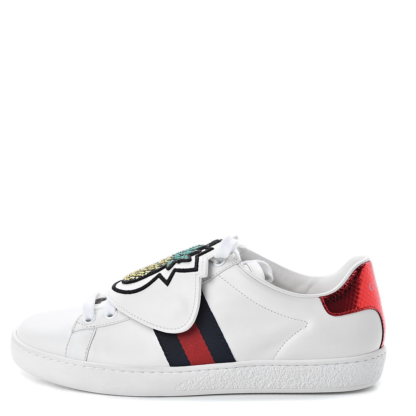 Calfskin Ayers Crystal Web Pineapple Embroidered Womens New Ace Sneakers 36 White