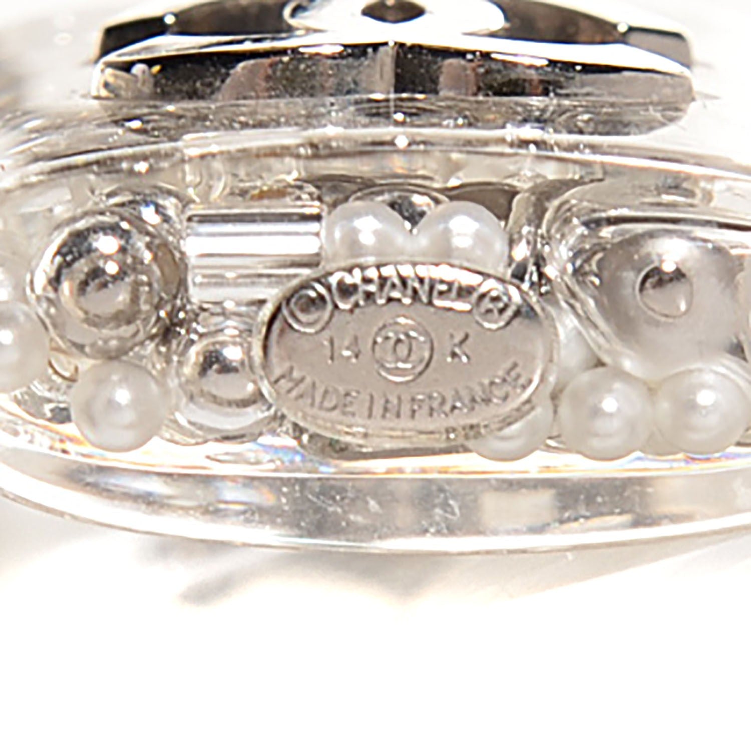 Chanel Pearl CC Padlock Earrings Silver 4 of 6