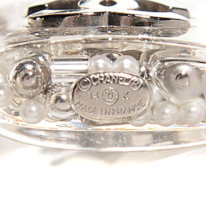 Chanel Pearl CC Padlock Earrings Silver 4 of 6