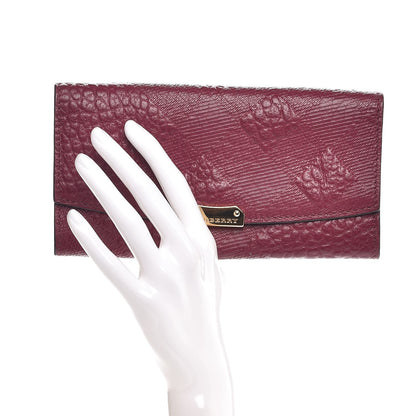 Burberry Signature Grain Calfskin Check Embossed Porter Continental Wallet Dark Plum 2 of 8