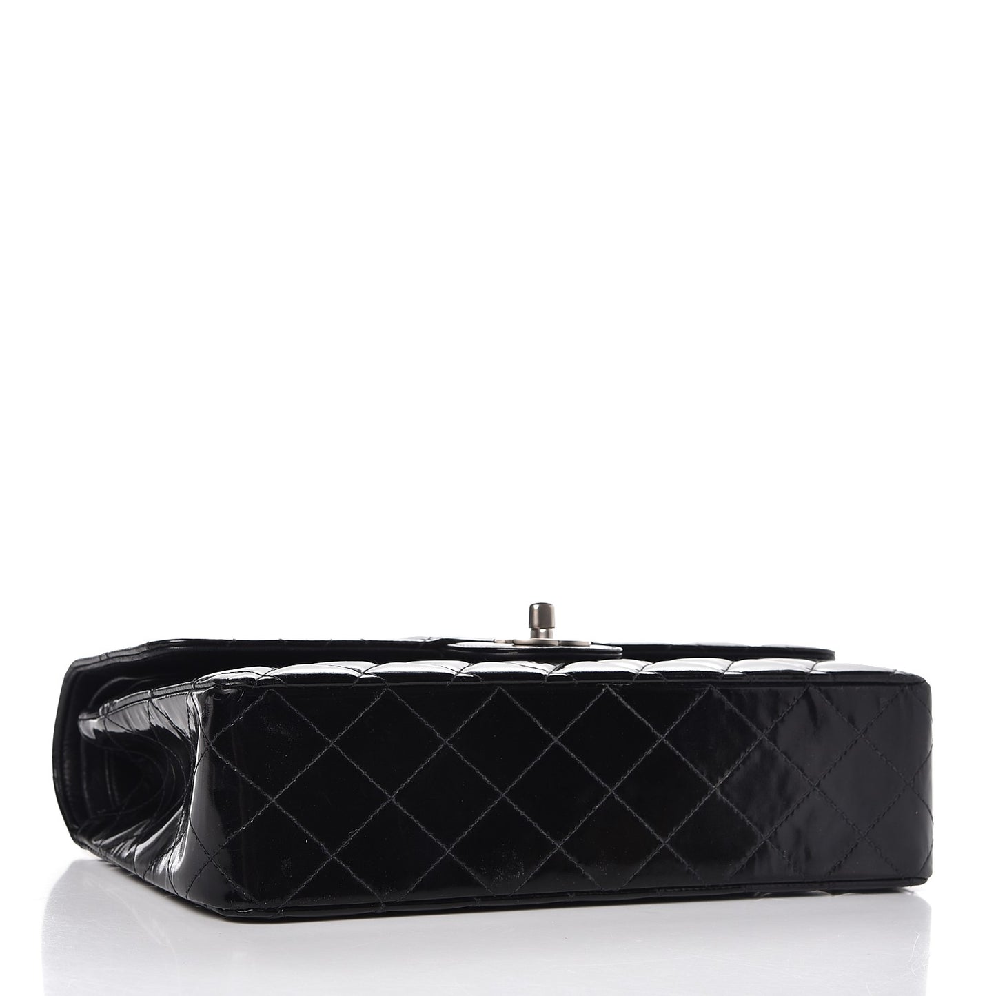 Patent Quilted Medium Double Flap Black