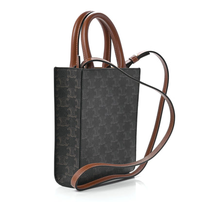 Celine Triomphe Canvas Calfskin Mini Vertical Cabas Tan 3 of 10