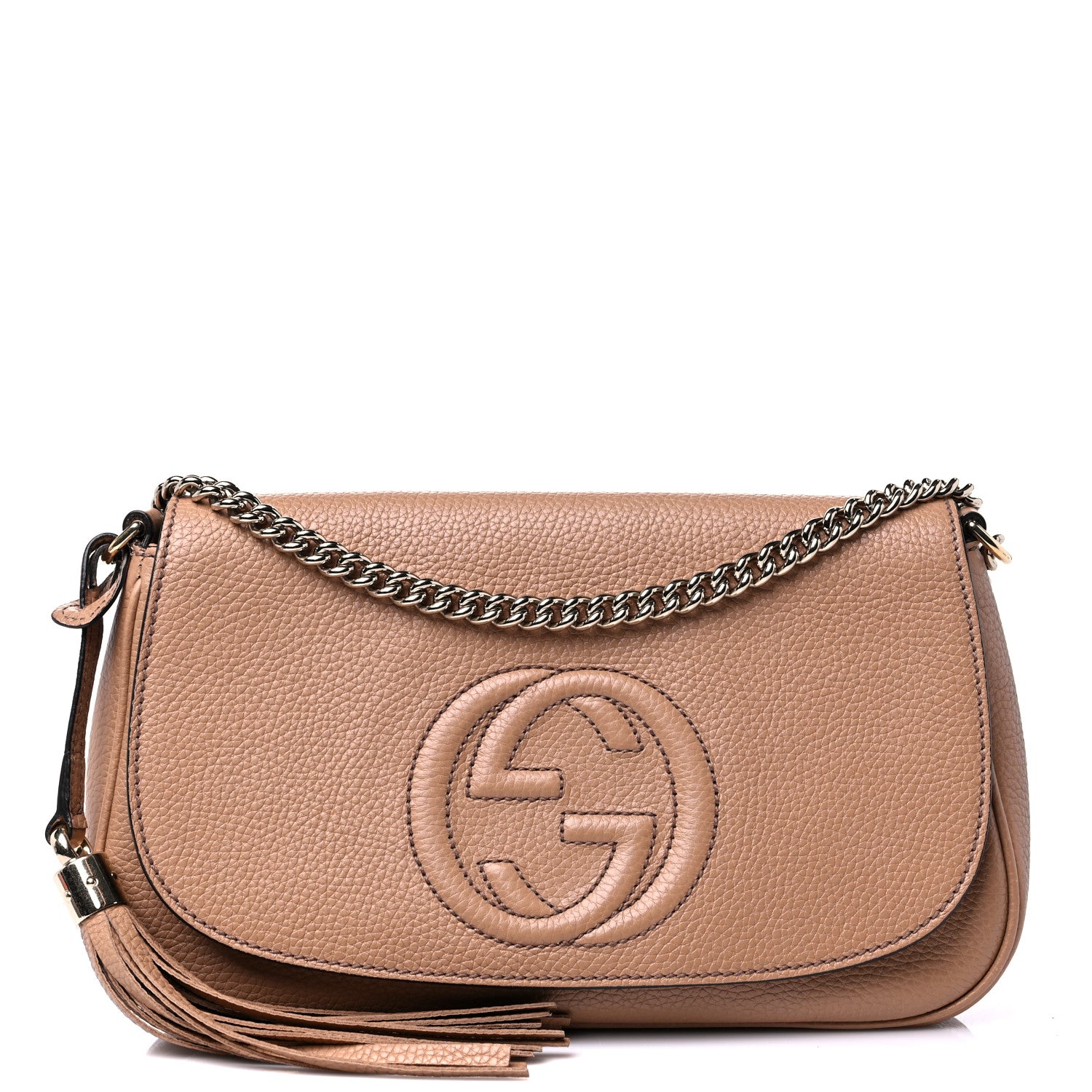 Gucci Pebbled Calfskin Medium Soho Flap Crossbody Camelia 1 of 16