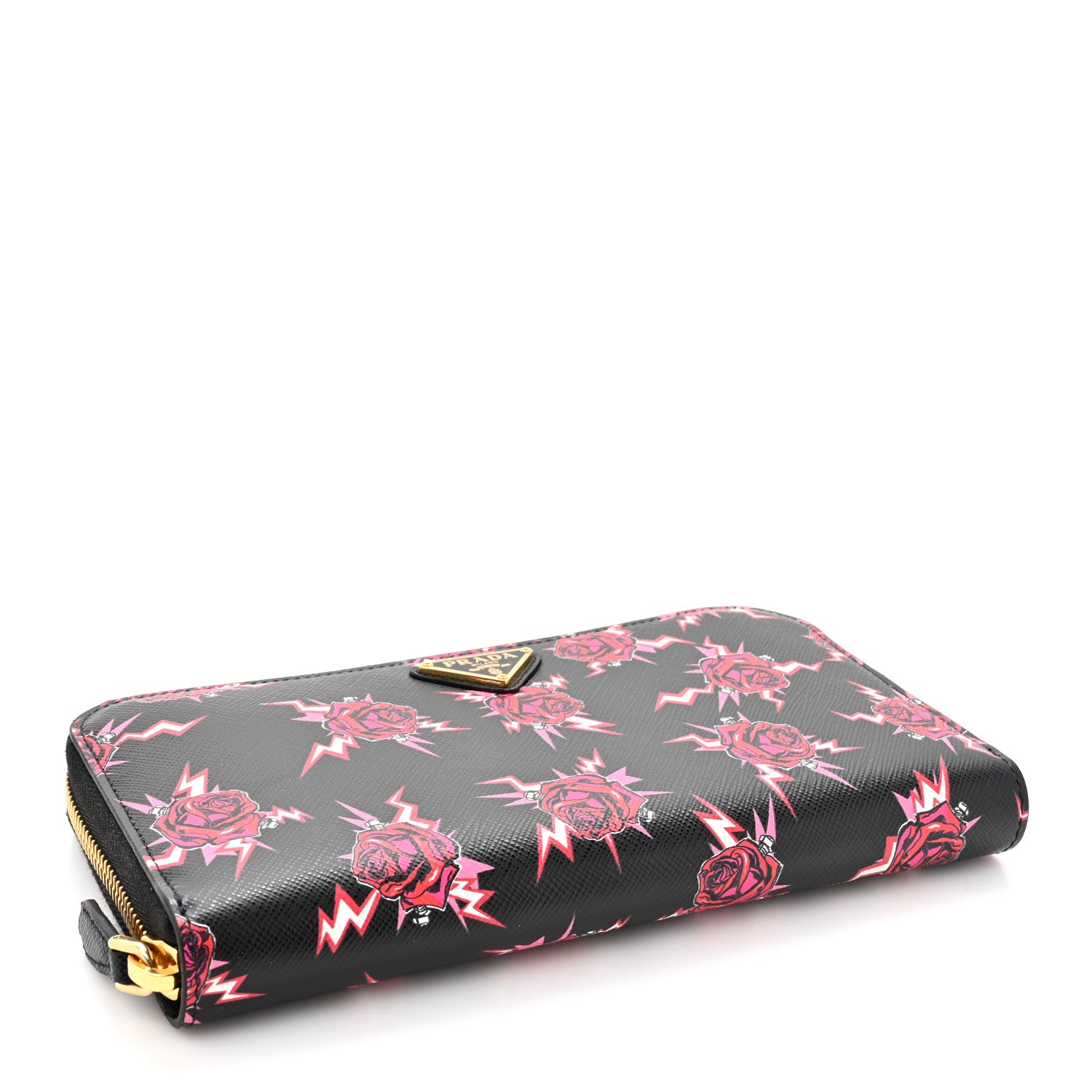 Prada X UNIVERSAL STUDIOS Saffiano Frankenstein Rose Zip Around Wallet Lacca 4 of 7