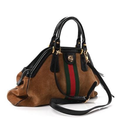 Gucci Suede Ophidia Medium Re(Belle) Top Handle Bag Nocciola Black 3 of 10