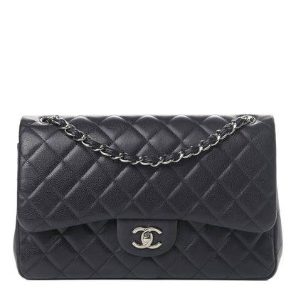 Chanel Caviar Quilted Jumbo Double Flap Navy Blue 1 of 12
