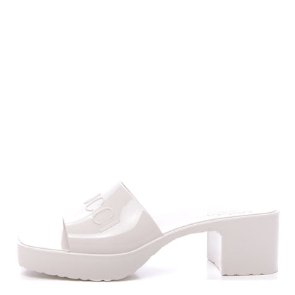 Gucci Rubber Gucci Logo Womens Platform 20/60mm Slide Sandals 38 Mystic White 1 of 8