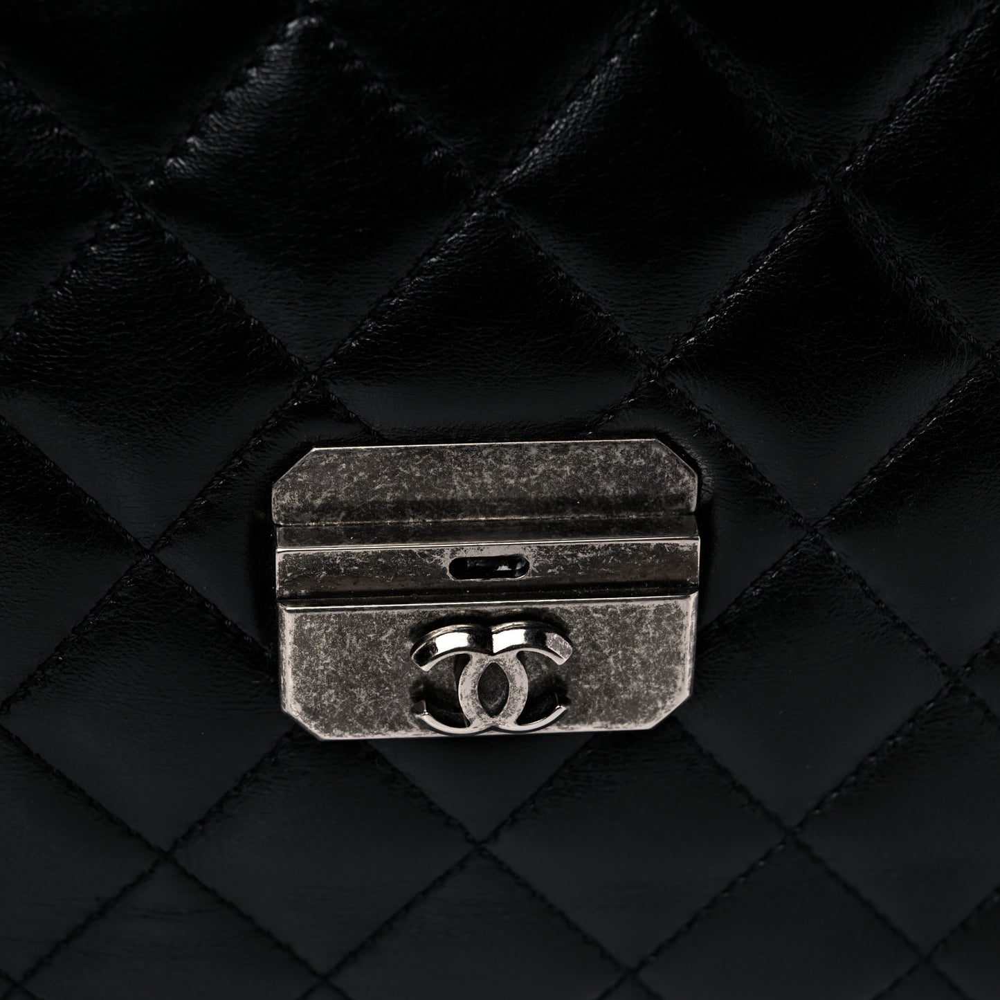 Calfskin Quilted Large Mad About Quilting Flap Black