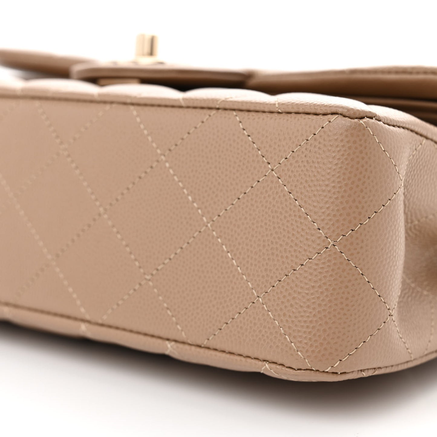 Caviar Quilted Small Double Flap Dark Beige