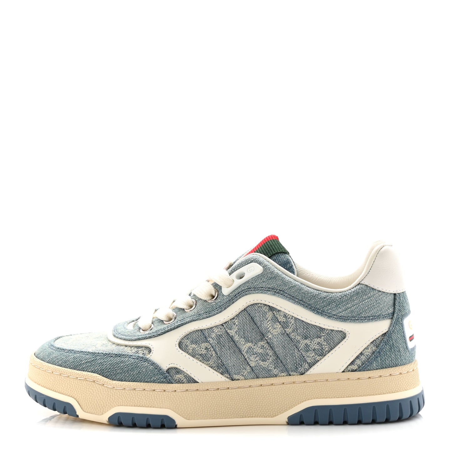 Denim GG Monogram Womens Re-Web Sneakers 35 Light Blue