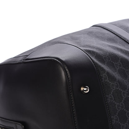 Gucci Soft GG Supreme Monogram Appia Calfskin Web Large Carry On Duffle Bag Black Grey 11 of 17
