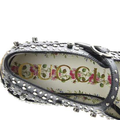 Gucci Calfskin Crystal Studded Womens Queercore Brogue Monk Strap Loafers 40 Black 7 of 11