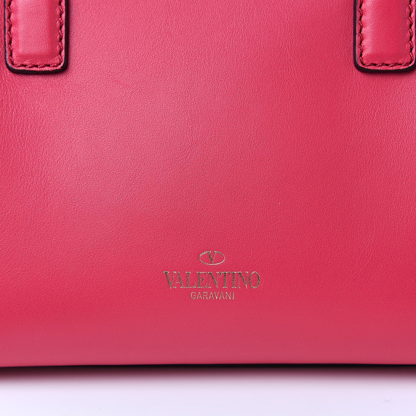 Vitello Mini Rockstud Double Handle Tote Deep Fuxia