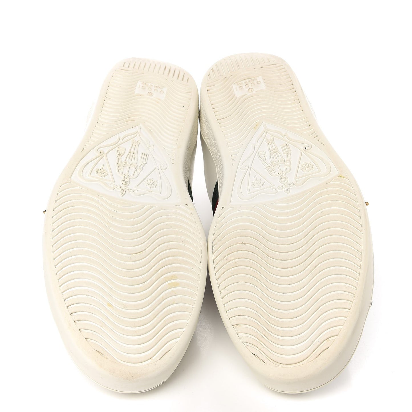 Mens Calfskin Web Studded Ace Sneakers 9 White