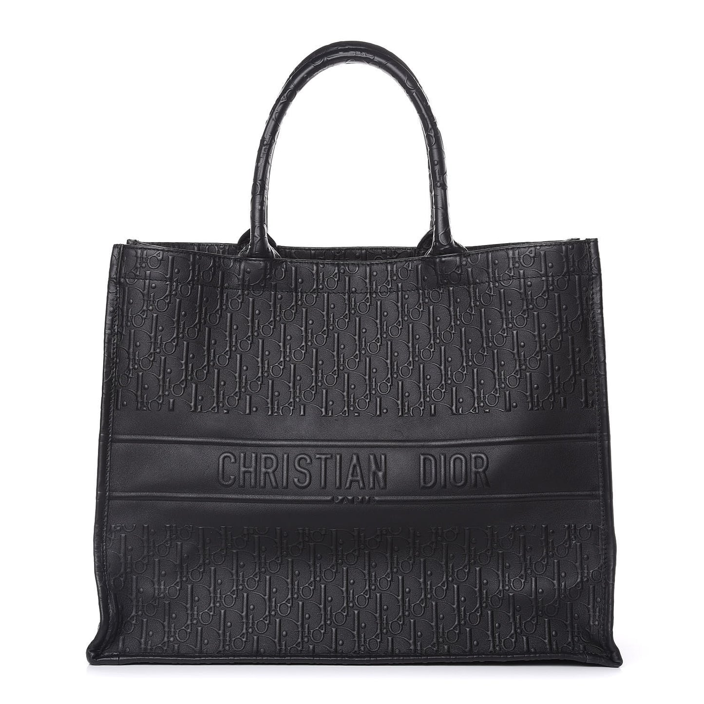Oblique Calfskin Embossed Book Tote Black