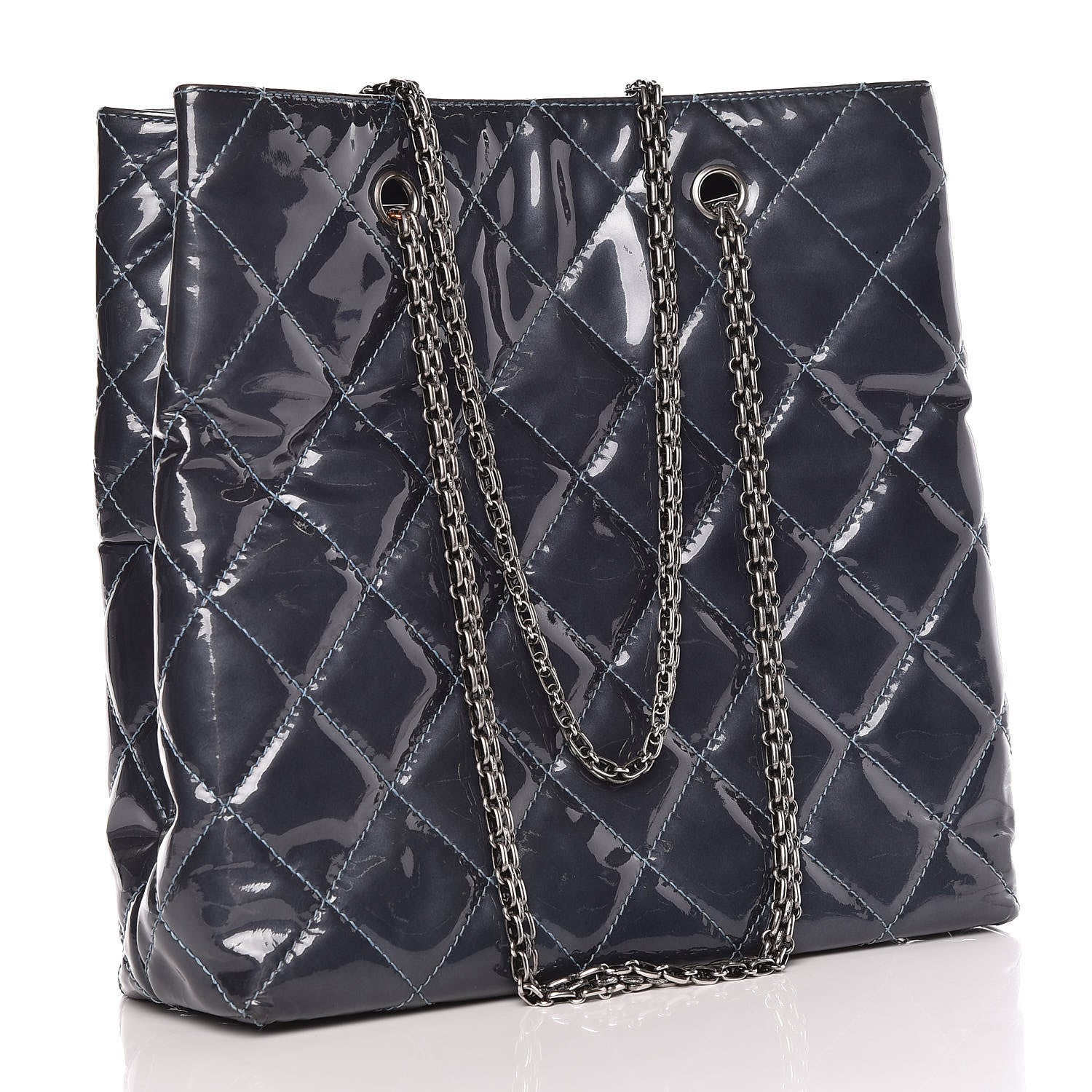 Chanel Patent Quilted Reissue 2.55 Tote Blue 3 of 15