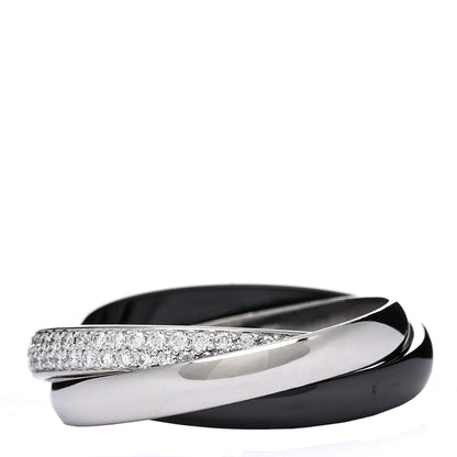 Cartier 18K White Gold Platinum Diamond Ceramic Small Trinity Ring 55 7.25 3 of 4