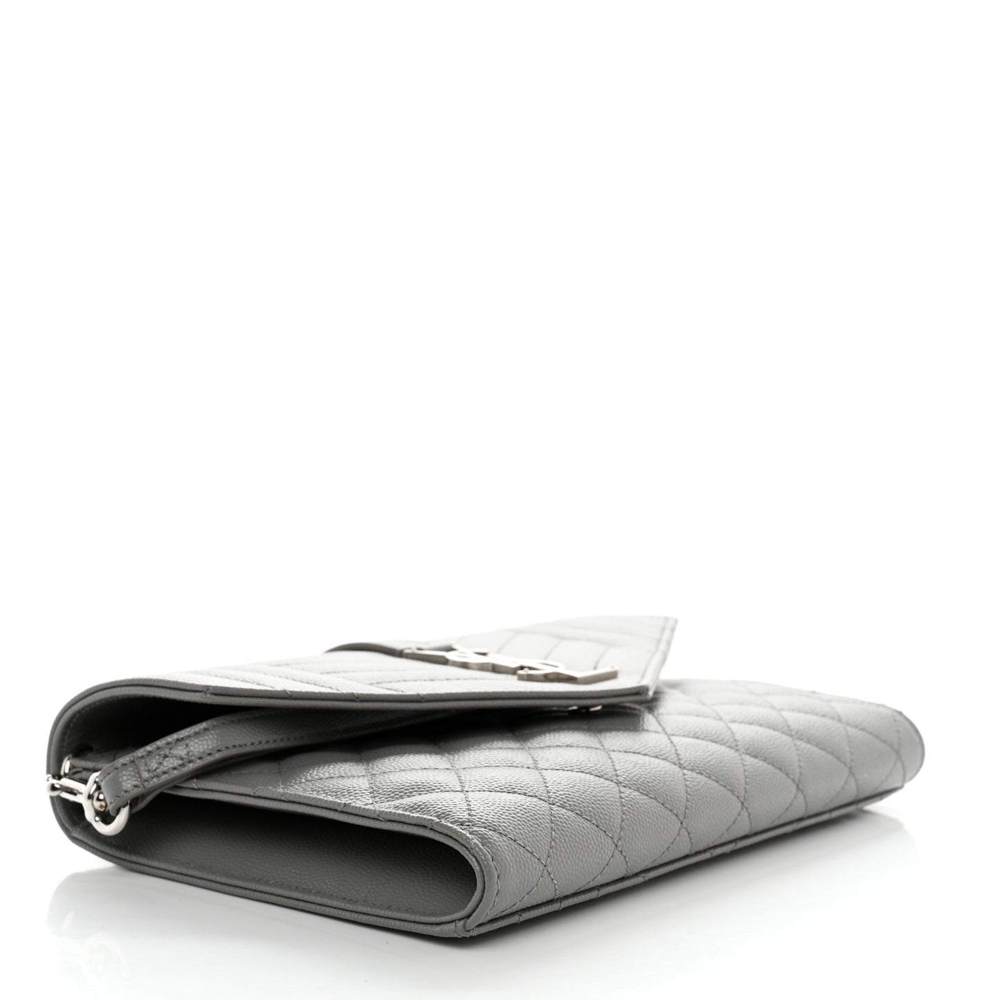 Grain De Poudre Textured Mixed Matelasse Triquilt Monogram Clutch Storm