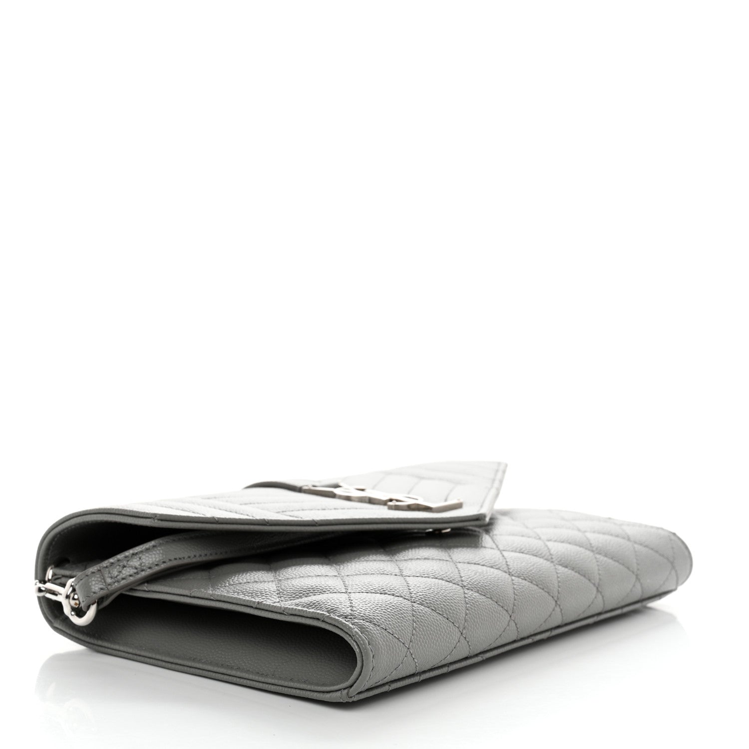 Saint Laurent Grain De Poudre Textured Mixed Matelasse Triquilt Monogram Clutch Storm 4 of 8