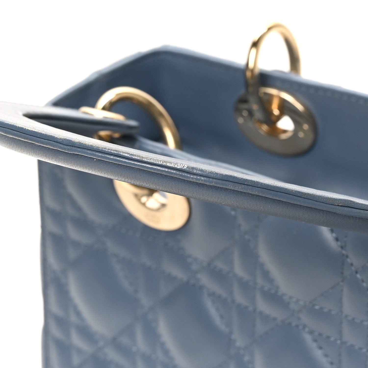 Christian Dior Lambskin Cannage Medium Lady Dior Denim Blue