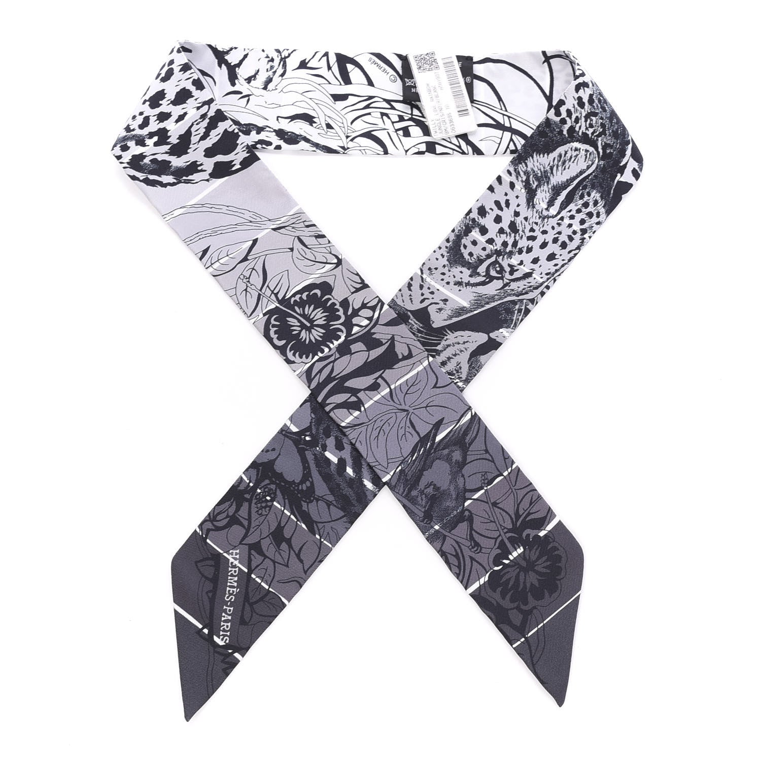 Hermes Silk Jungle Love Rainbow Twilly Gris Black White 1 of 4
