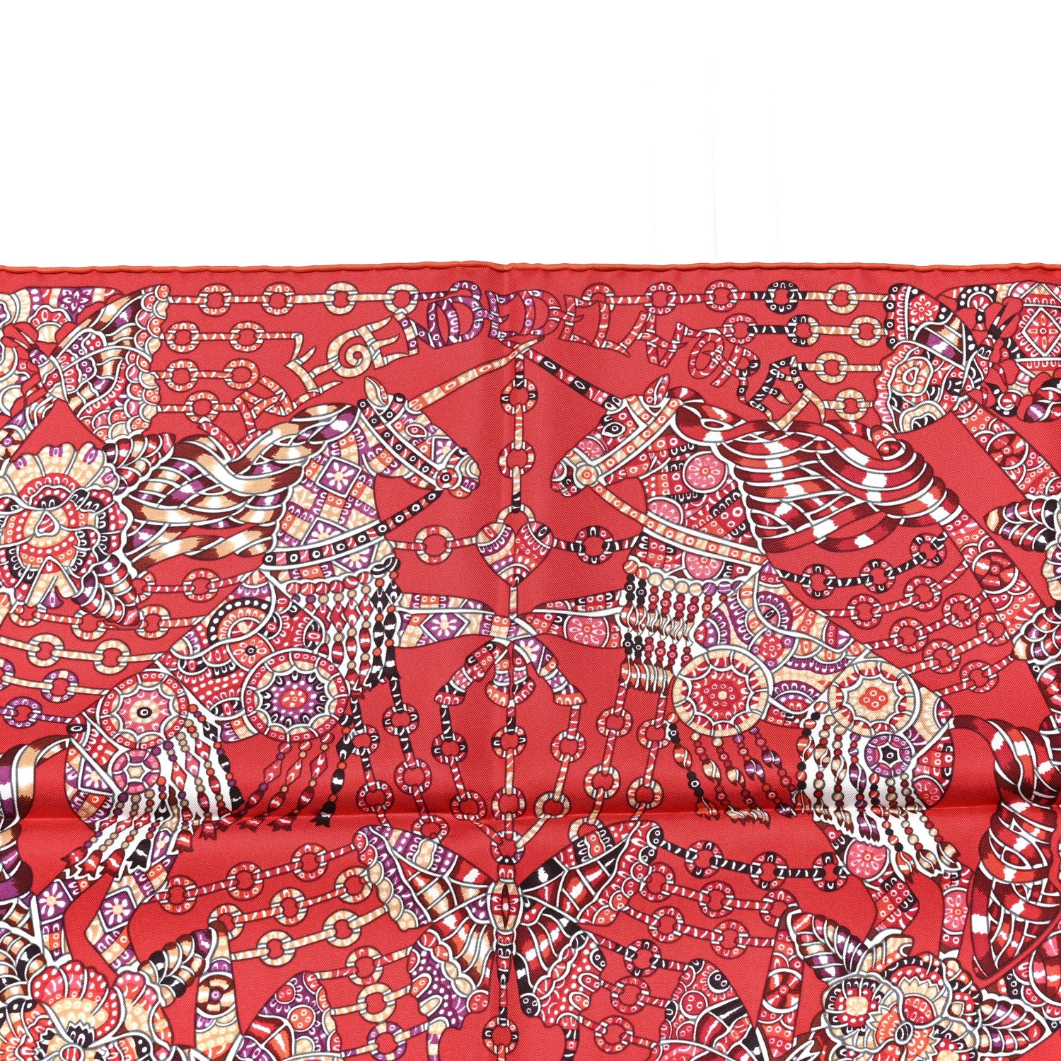 Hermes Silk La Légende De La Forêt Scarf 90 Rouge Blanc Bordeaux 5 of 5