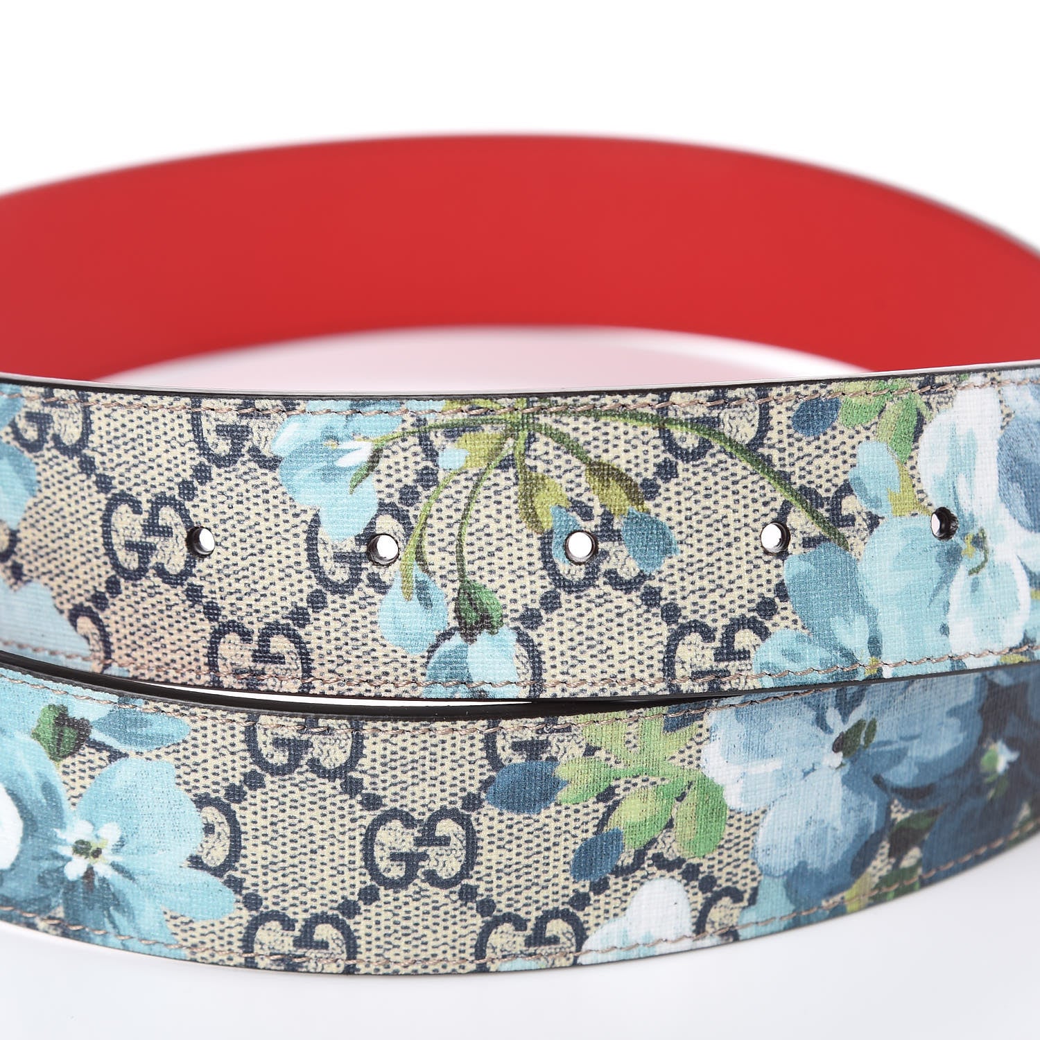Gucci GG Plus Monogram Blooms Plaque Belt 90 36 Blue 5 of 6