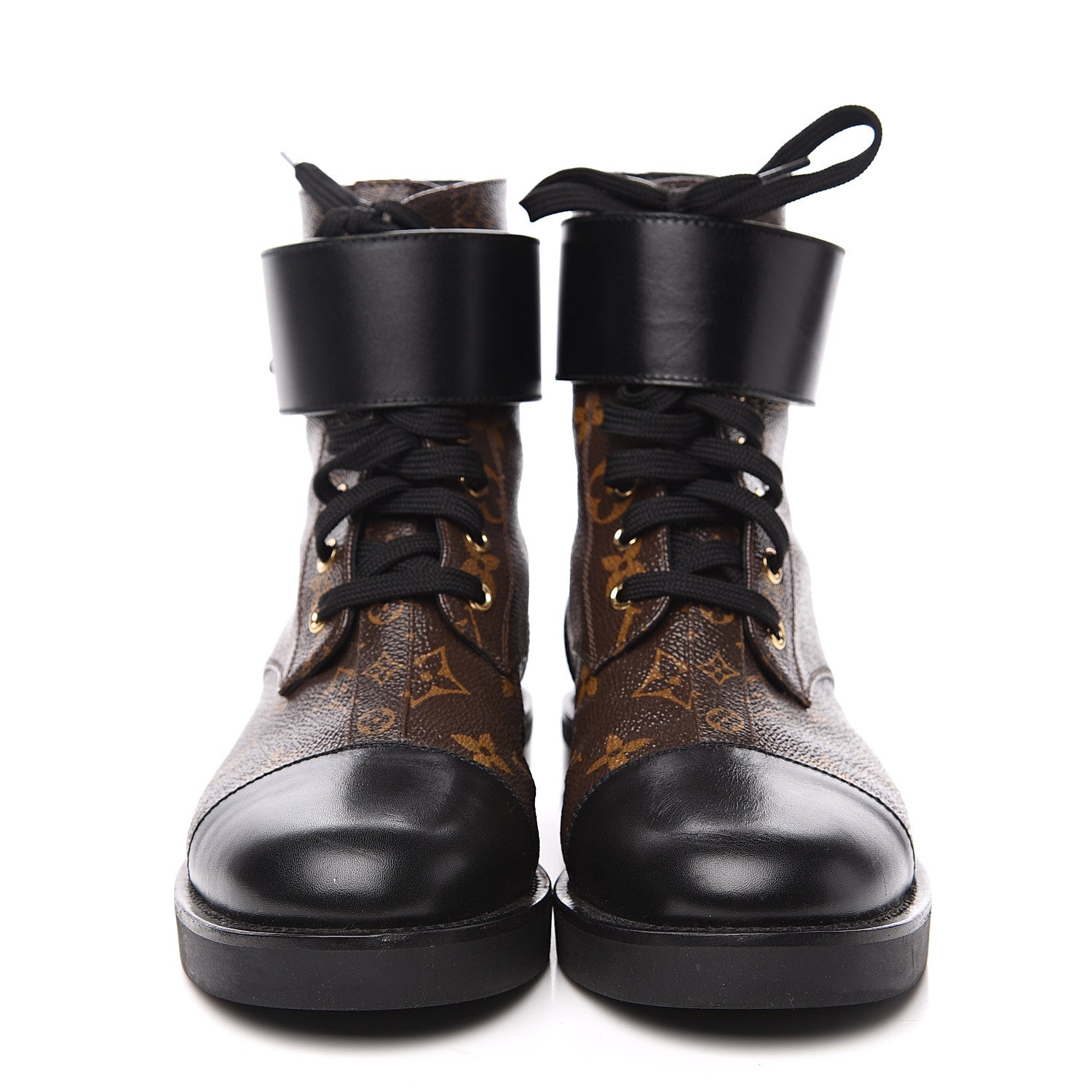 Louis Vuitton Calfskin Monogram Wonderland Flat Ranger Boots 38 Black 2 of 8
