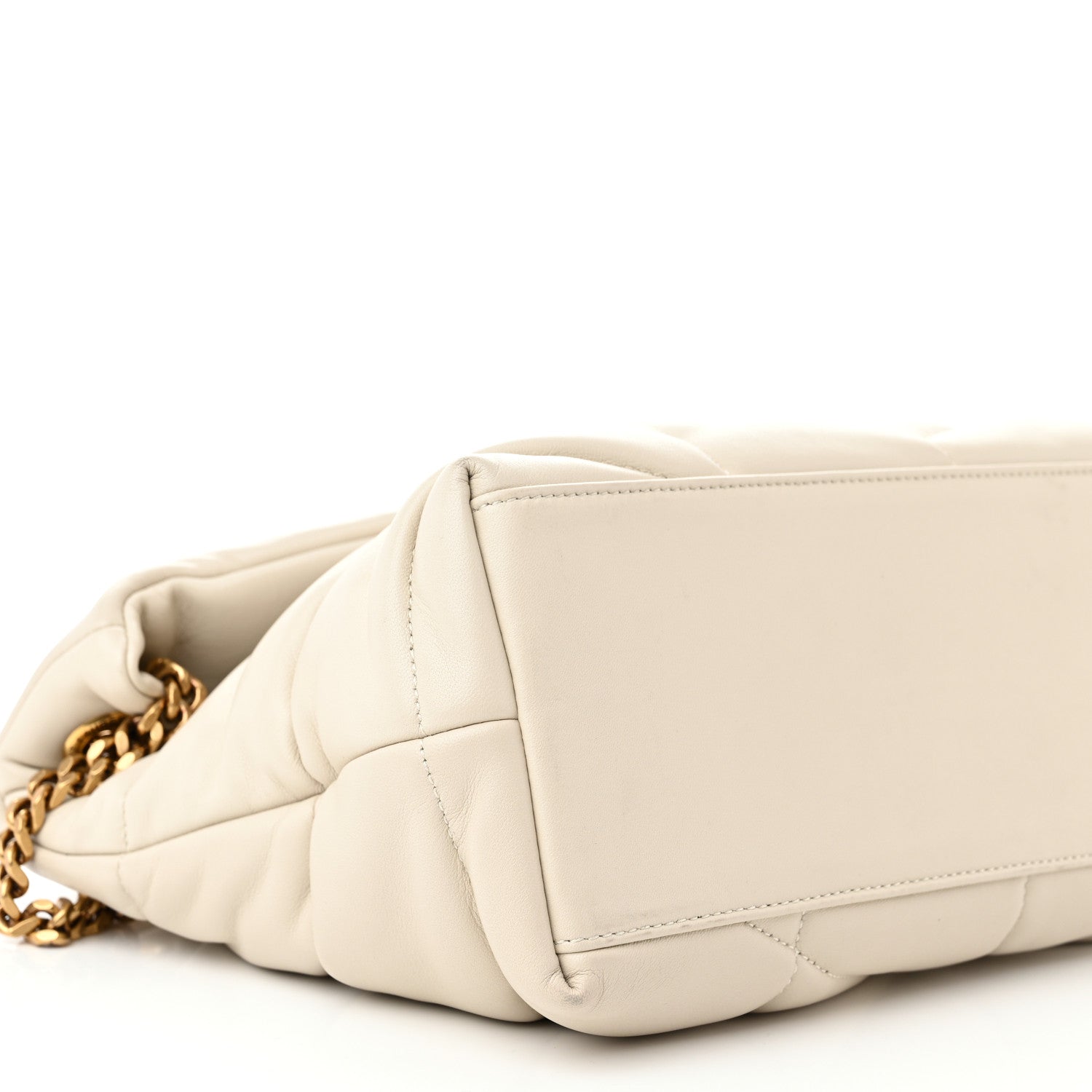 Saint Laurent Lambskin Quilted Small Loulou Puffer Monogram Chain Satchel Crema Soft 9 of 12