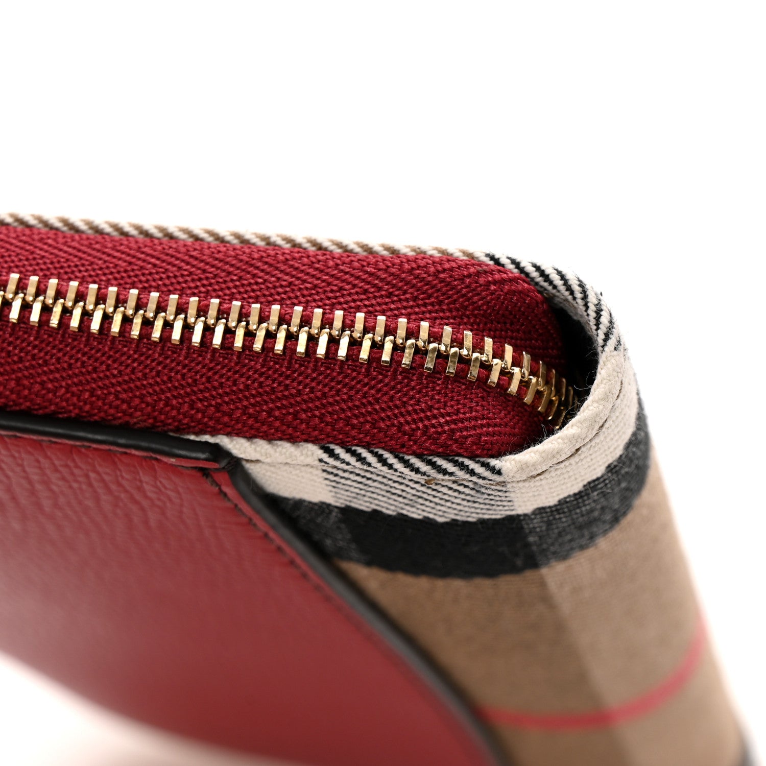 Burberry Grainy Calfskin House Check Elmore Zip Around Wallet Russet Red 9 of 9