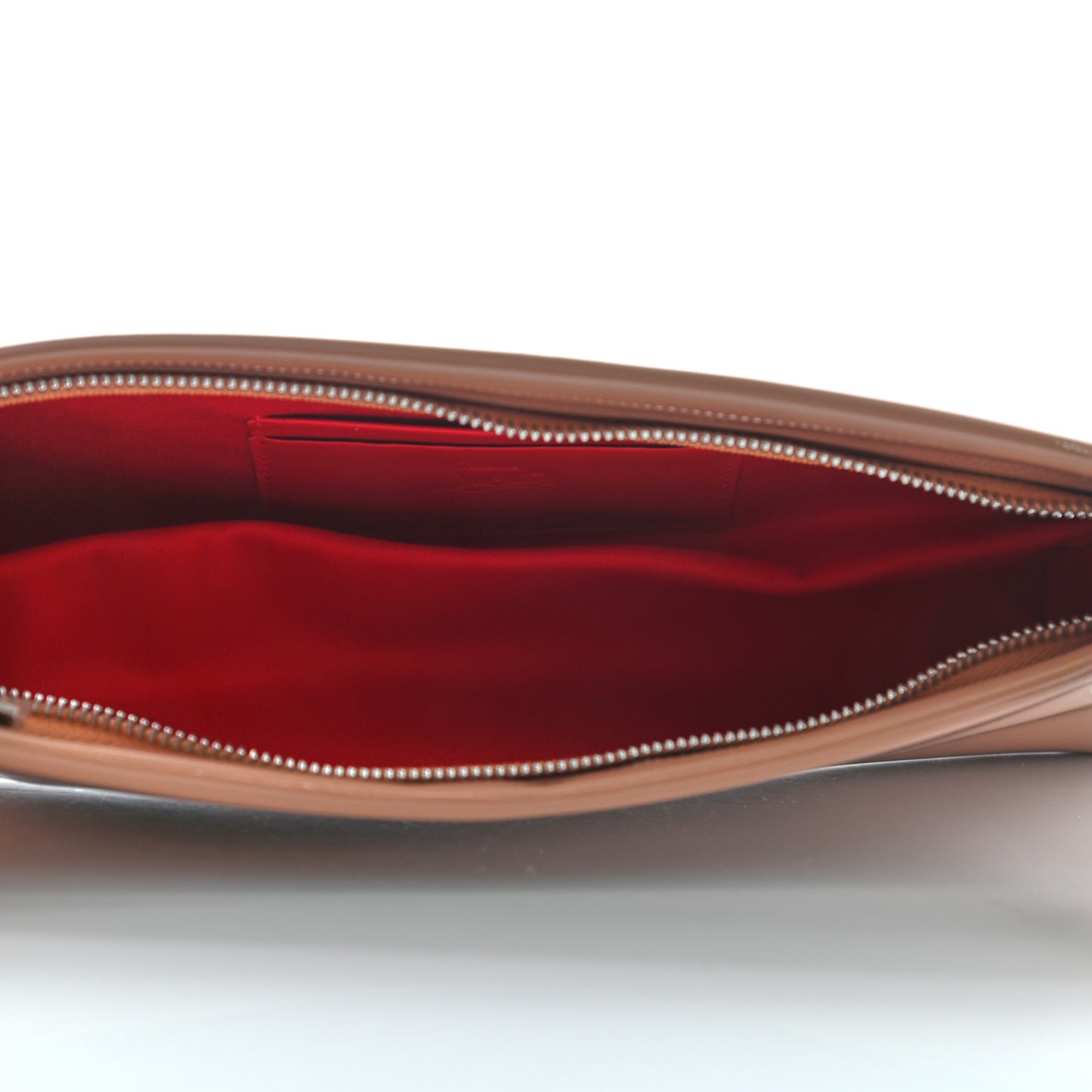 Patent Loubi Twist Zip Clutch Bag Nude
