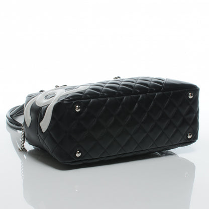 Chanel Calfskin Quilted Large Cambon Bowler Black White 4 of 7