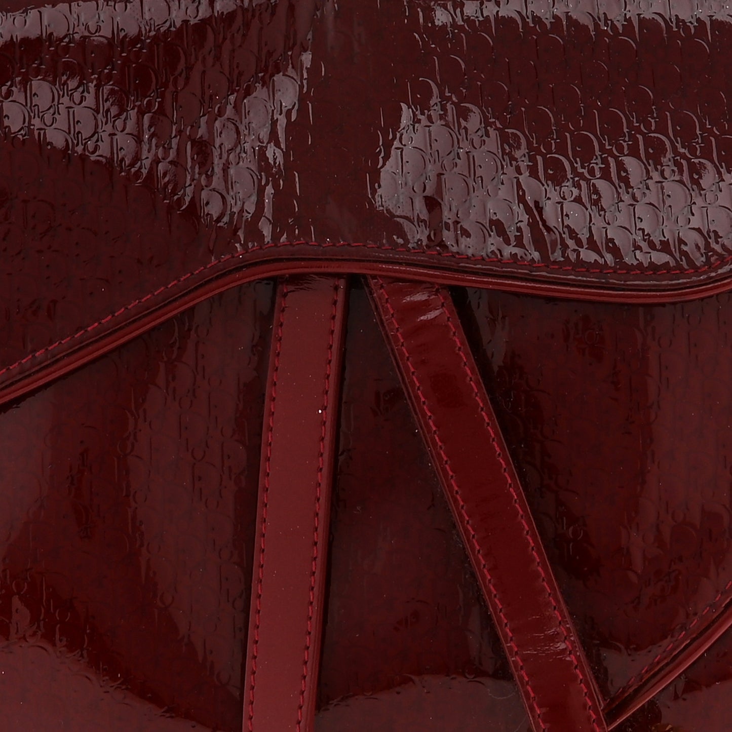 Patent Diorissimo Double Saddle Bag Dark Red