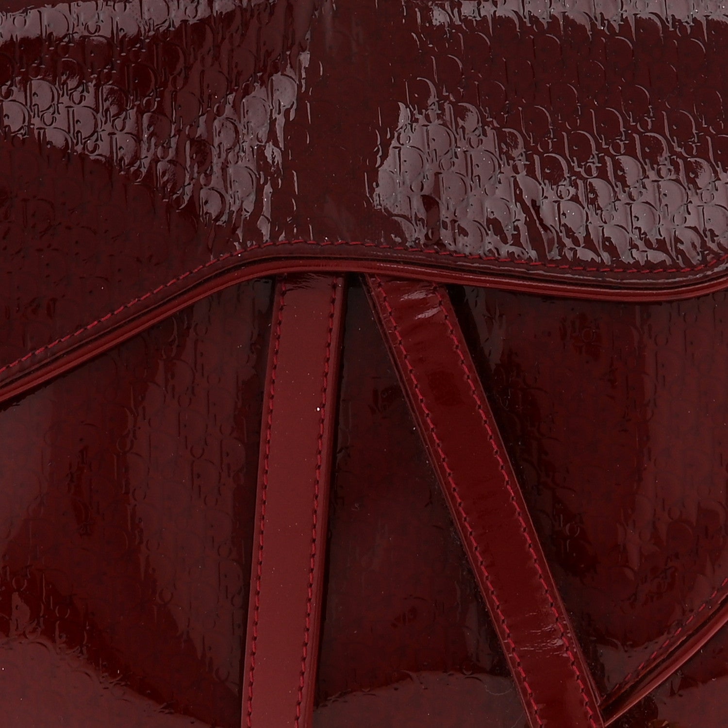 Christian Dior Patent Diorissimo Double Saddle Bag Dark Red 15 of 21