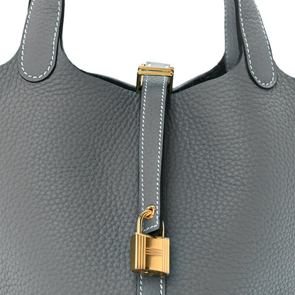 Hermes Taurillon Clemence Picotin Lock 18 PM New Blue Jean 8 of 11