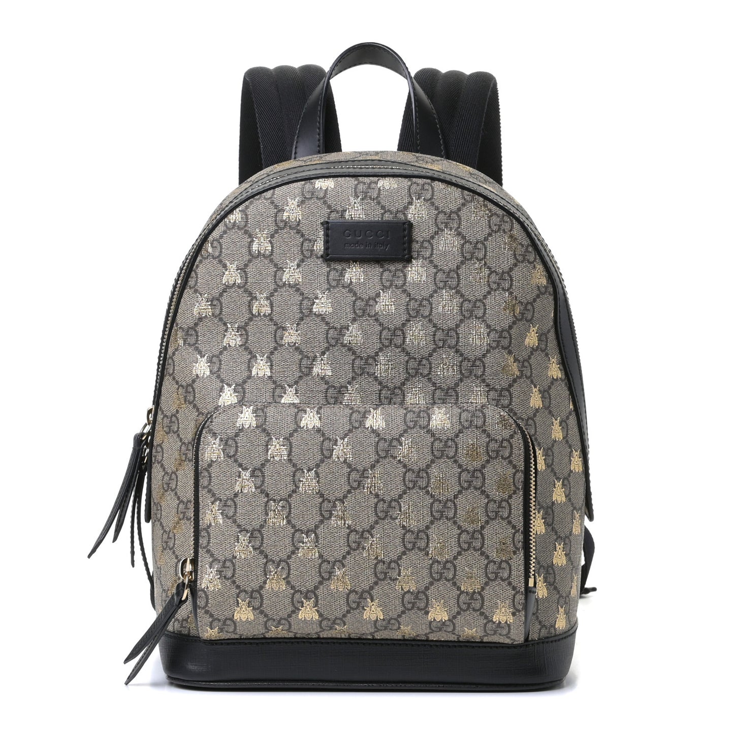 GG Supreme Monogram Bees Print Small Day Backpack Beige Oro Black
